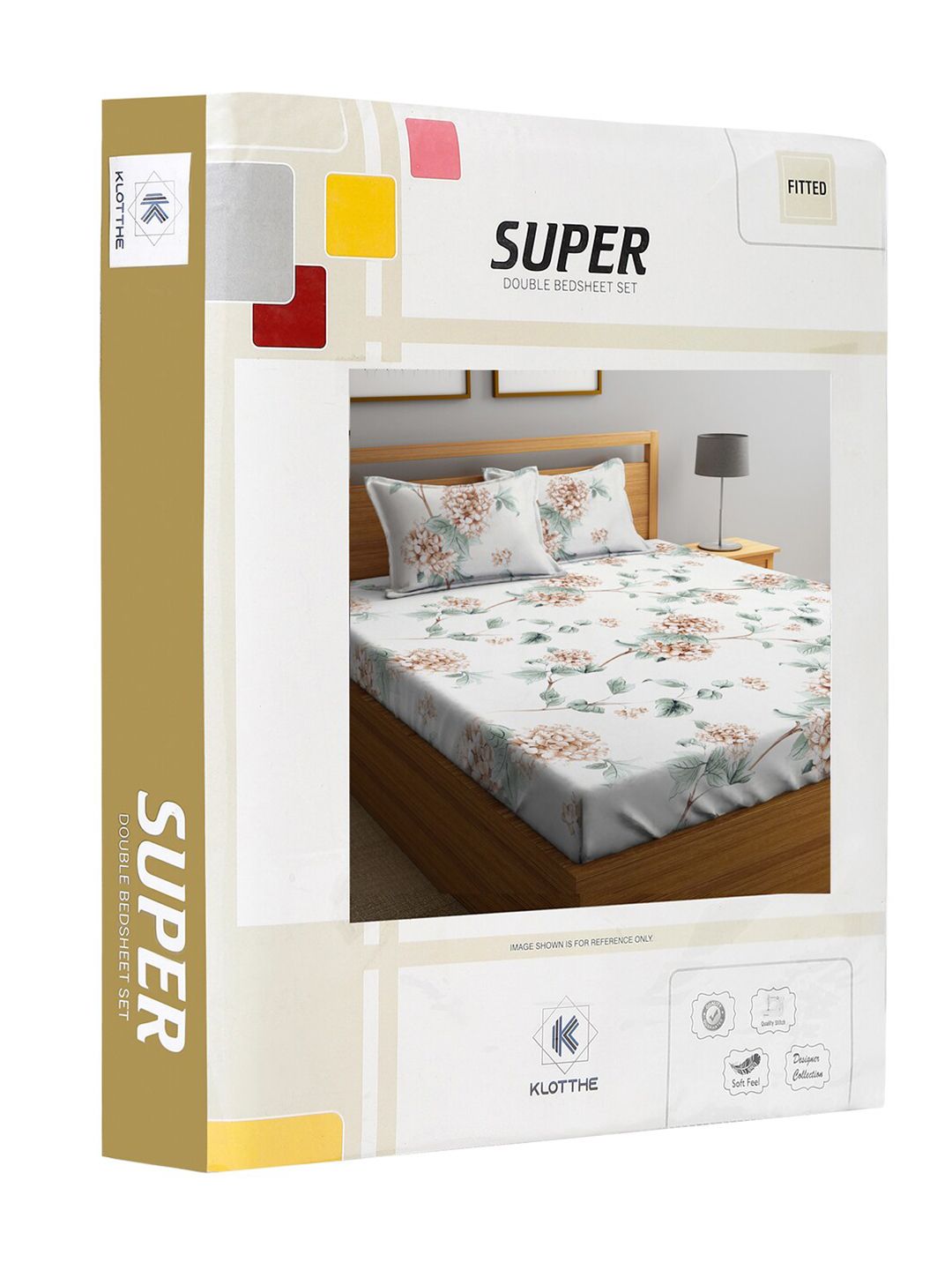 KLOTTHE Off White Floral Polycotton 300 TC Dilengkapi Cadar King Halus dengan 2 Sarung Bantal-98 x 87 inci