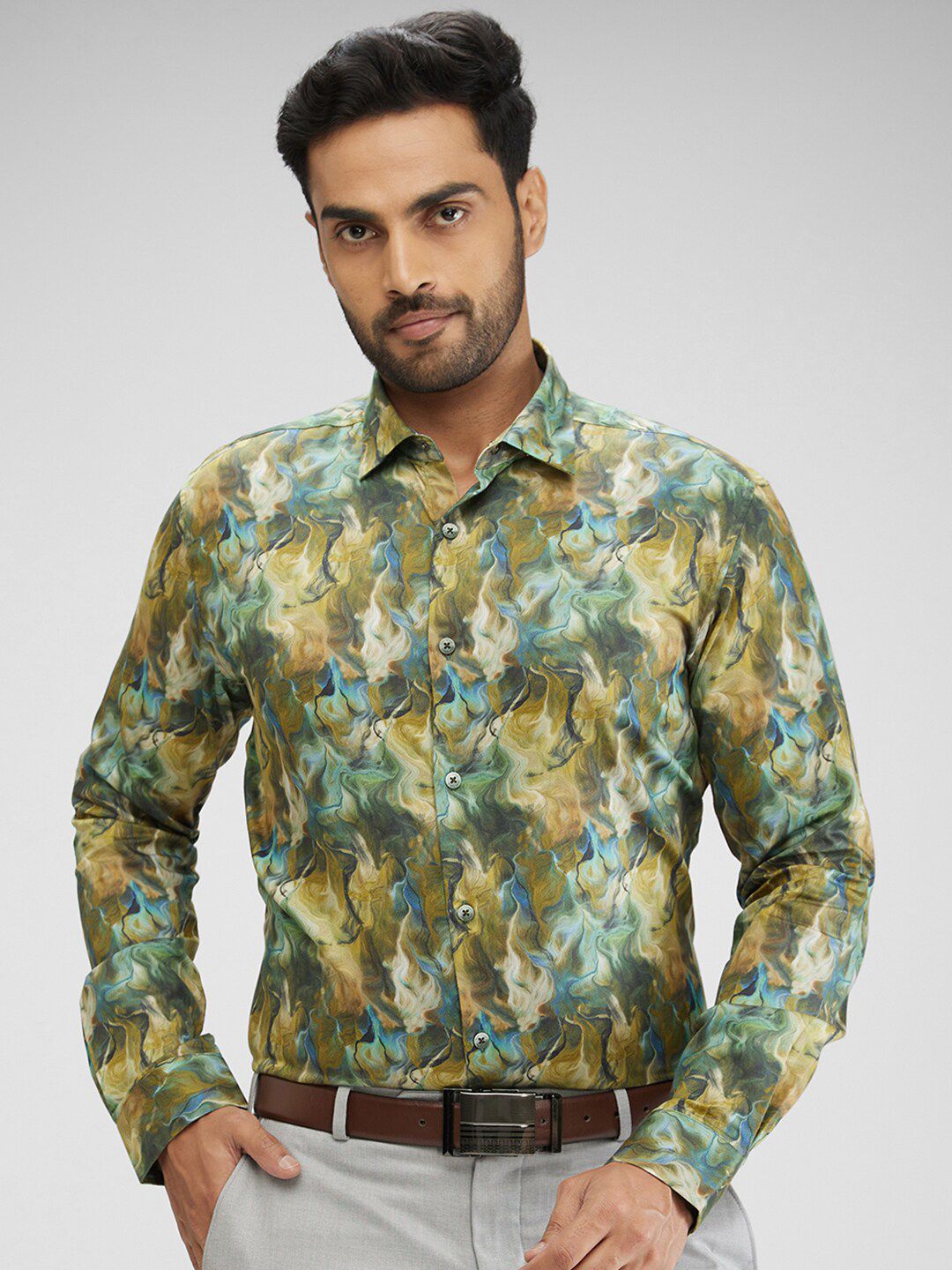 Park Avenue Slim Fit Floral Opaque Printed Cotton Casual Shirt