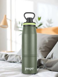 Pexpo Altros Green Double wall Thermosteel Hot and Cold Flask Water Bottle 740ml