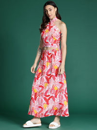 Dressberry Printed Backless Top with Skirt Co-ords