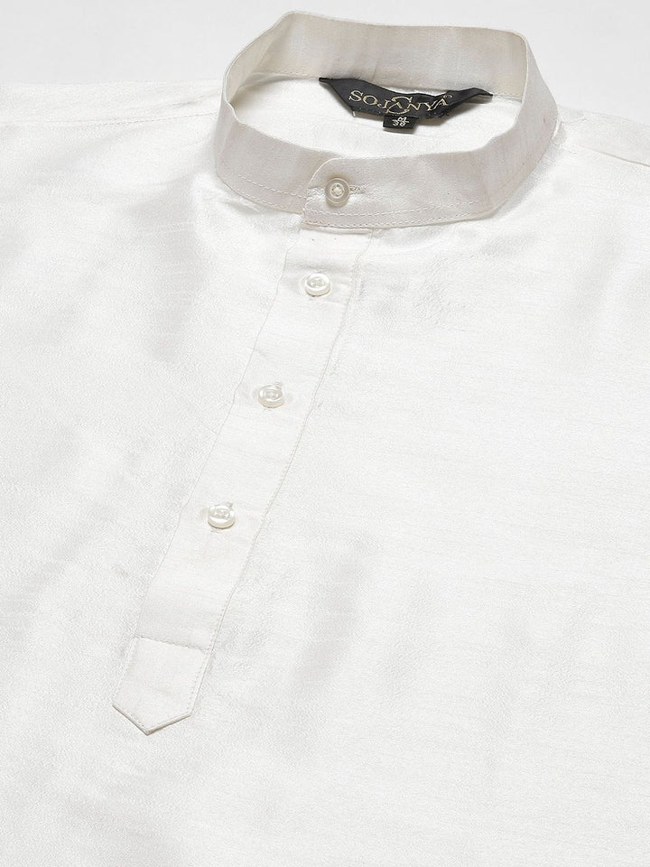 SOJANYA Men Cream-Coloured Kurta with Churidar
