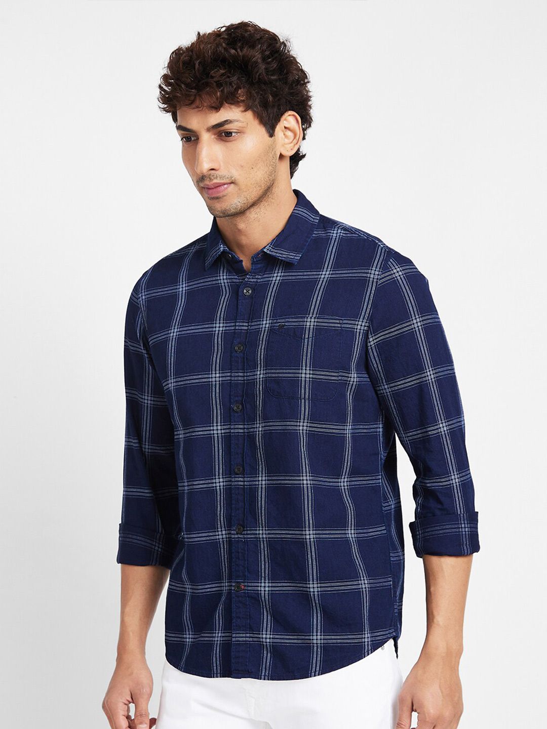 Being Human Slim Fit Windowpane Checked Casual Shirt