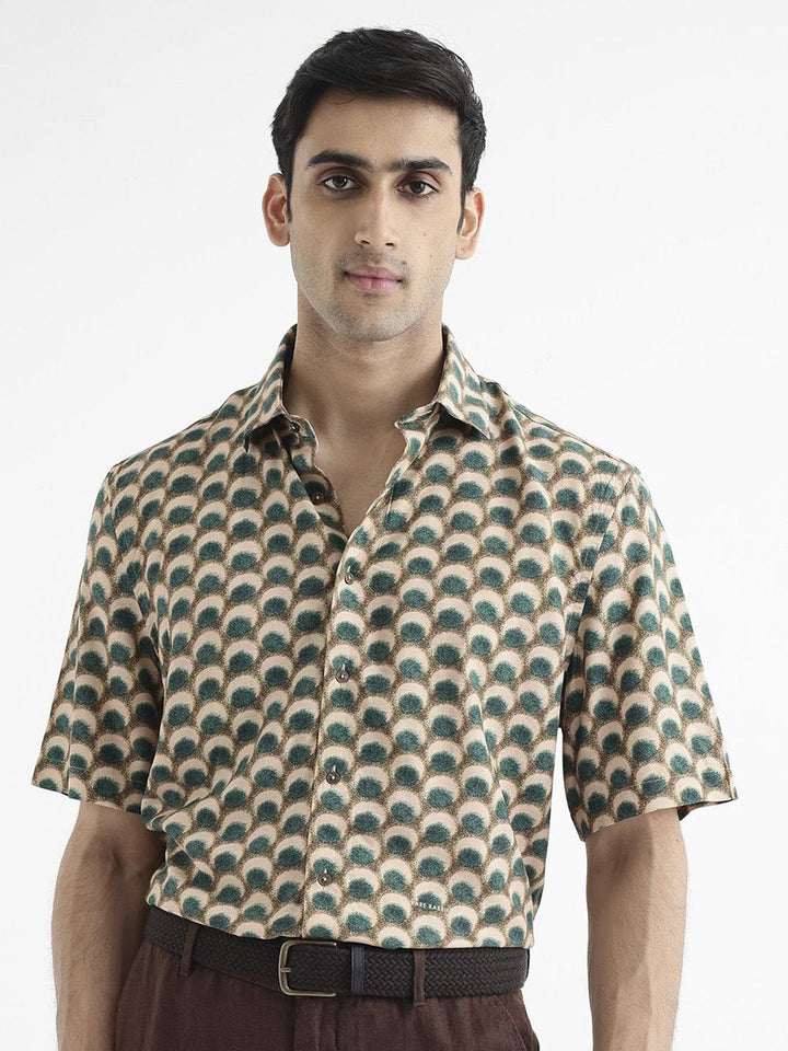 RARE RABBIT Men Printed Tokai Regular Fit Opaque Shirt