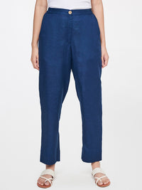 Global Desi Women Blue Straight Fit Trousers
