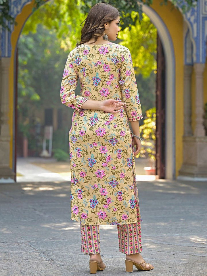 KALINI Women Floral Printed Regular Kurta with Trousers & With Dupatta