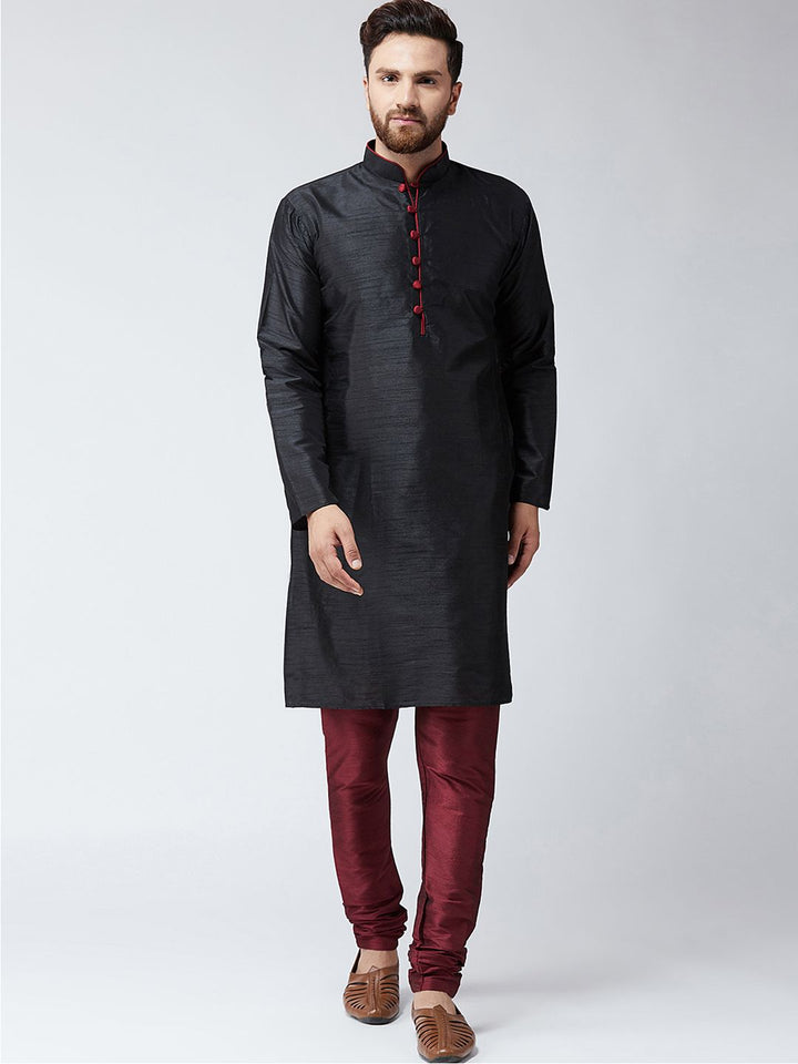 SOJANYA Lelaki Black Woven Design Straight Kurta