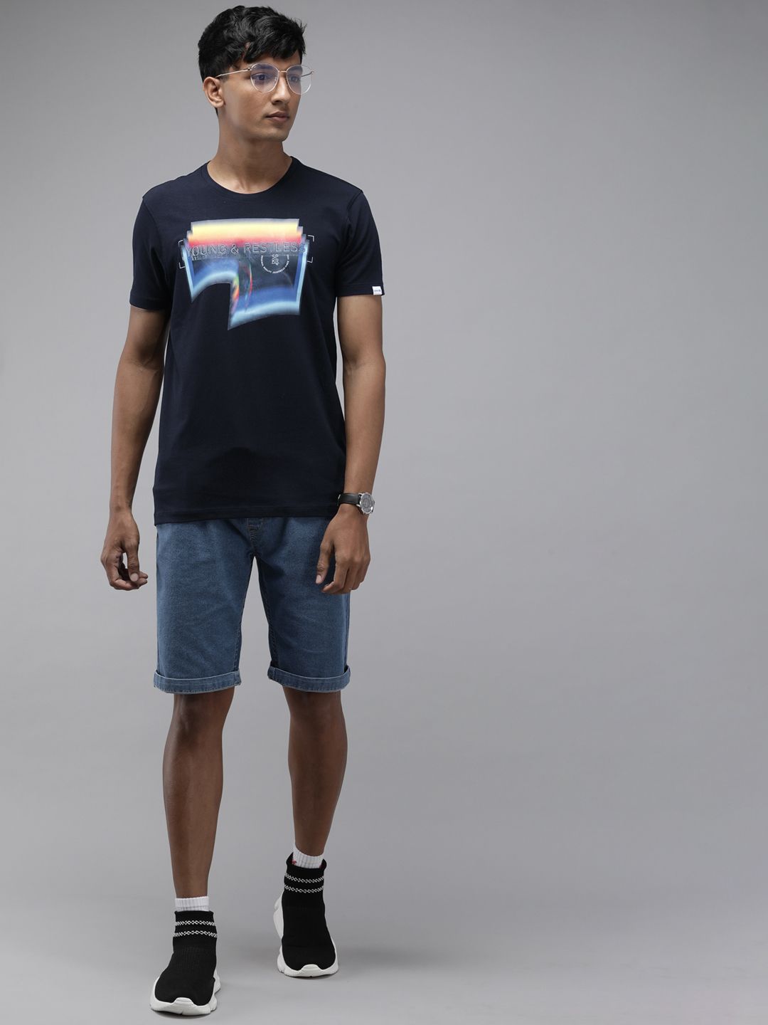 SPYKAR Graphic Printed Applique Slim Fit T-shirt