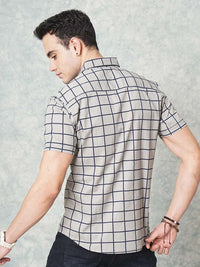 The Indian Garage Co Men Grey Slim Fit Checked Casual Shirt