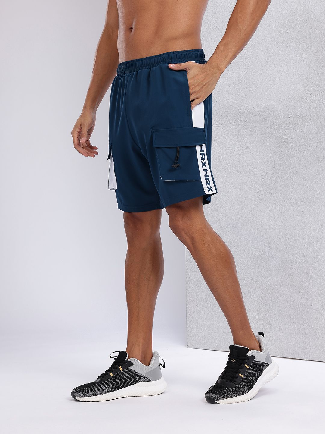 HRX by Hrithik Roshan Men Typography Printed Mid-Rise Cargo-Style Training Shorts