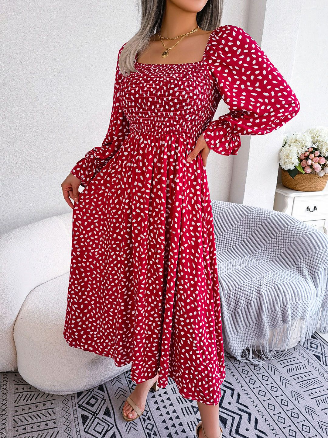 all about you Polka Dot Print Fit & Flare Dress