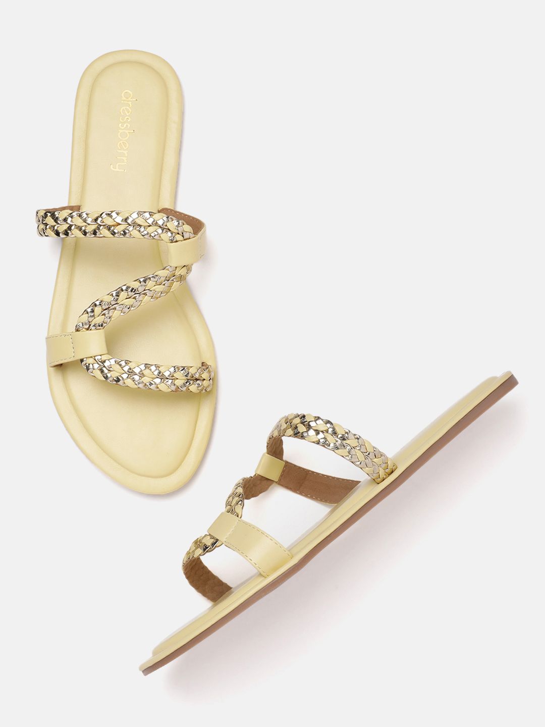 DressBerry Women Striped Open Toe Flats