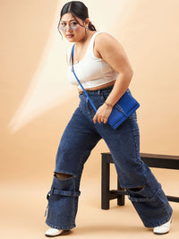 SASSAFRAS Curve Women Plus Size Comfort High-Rise Light Fade Stretchable Jeans
