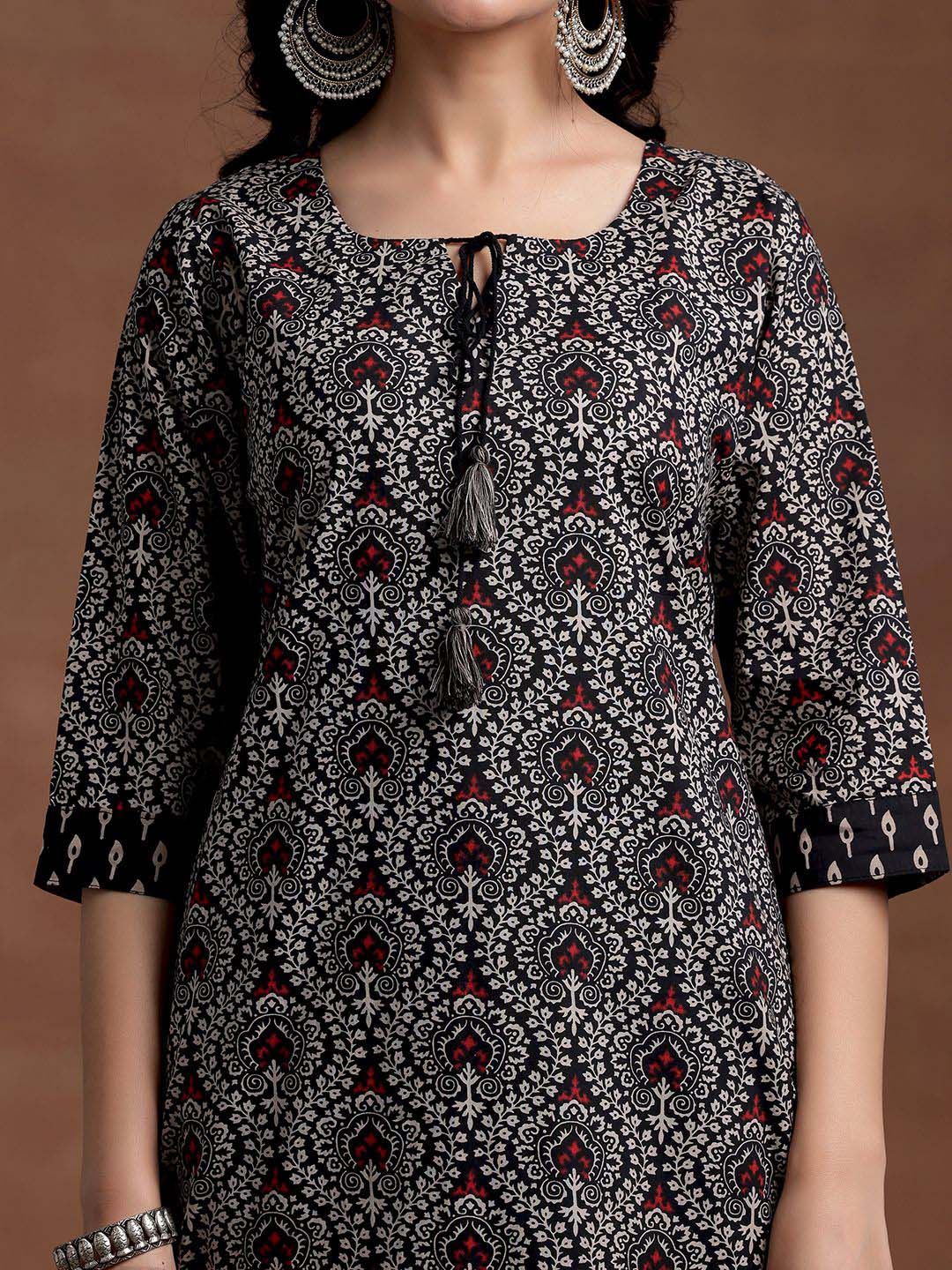 Libas Floral Printed Regular Pure Cotton Kurta with Palazzos