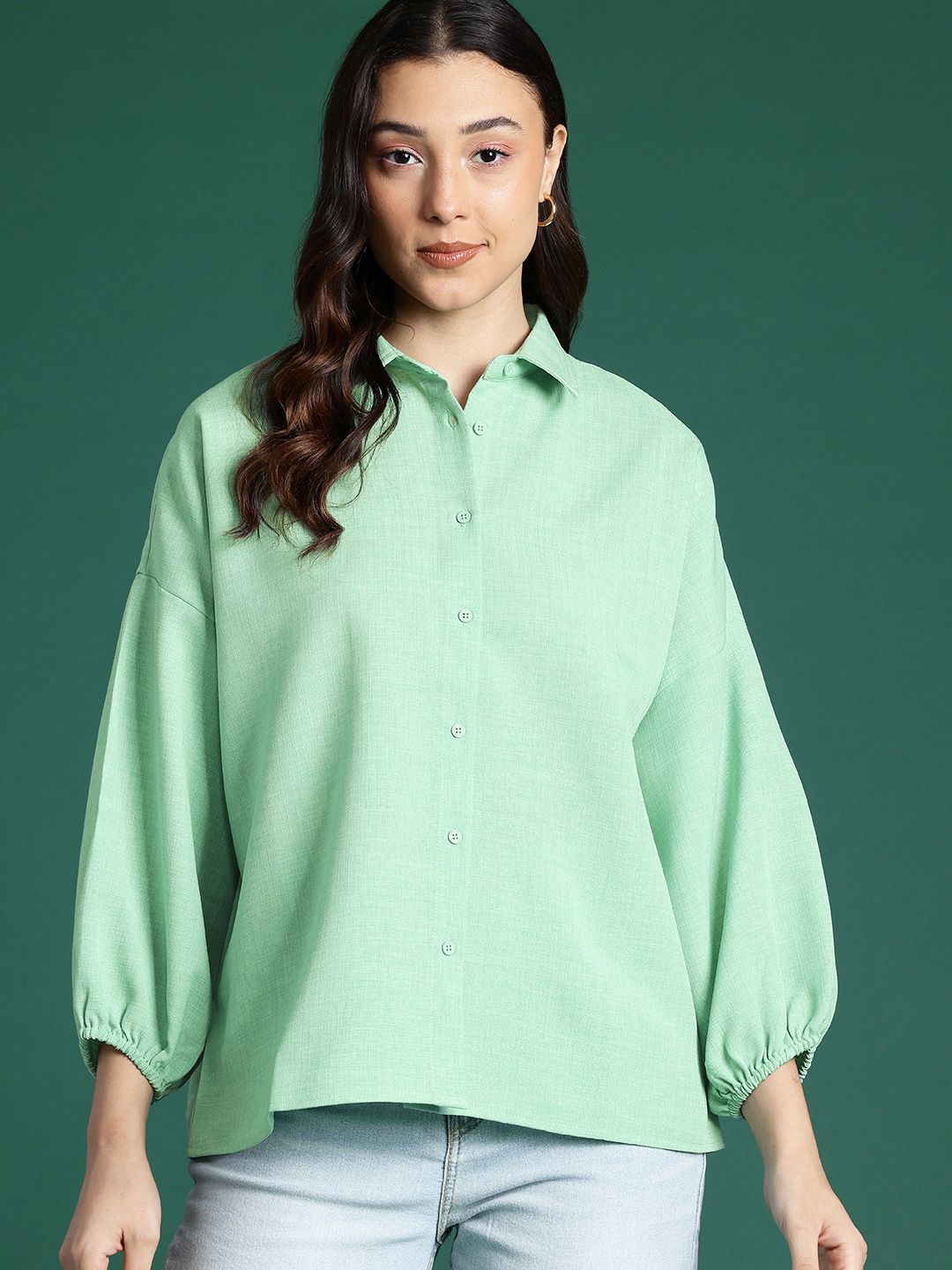 DressBerry Pure Cotton Drop-Shoulder Sleeve Shirt
