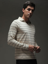 DILLINGER Men Regular Long Sleeve Polo Striped Tshirt