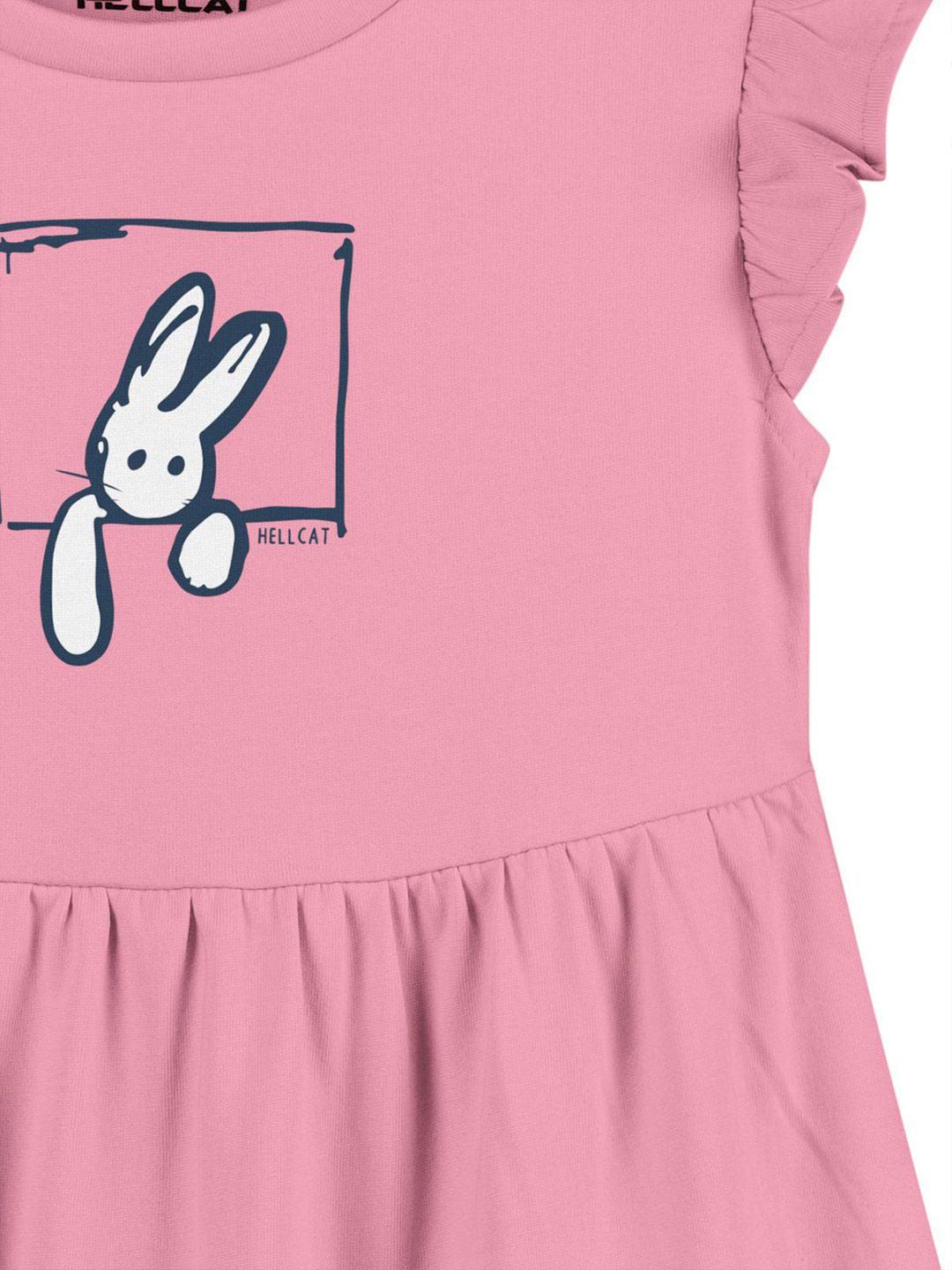HELLCAT Girls Pack of 2 Printed Flutter Sleeves Cotton Fit and Flare Dresses