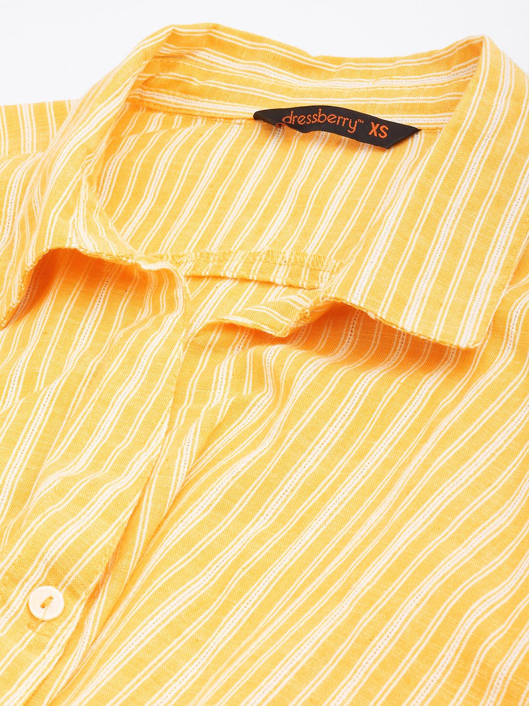 DressBerry Timeless Stripe Twisted Crop Shirt