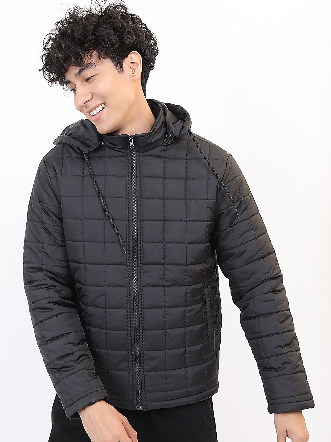 HIGHLANDER Men Black Colourblocked Puffer Jacket with Patchwork
