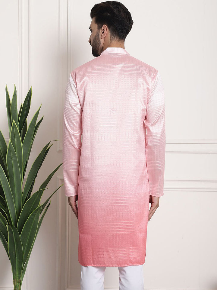 SOJANYA Men Pink Jacquard Kurta