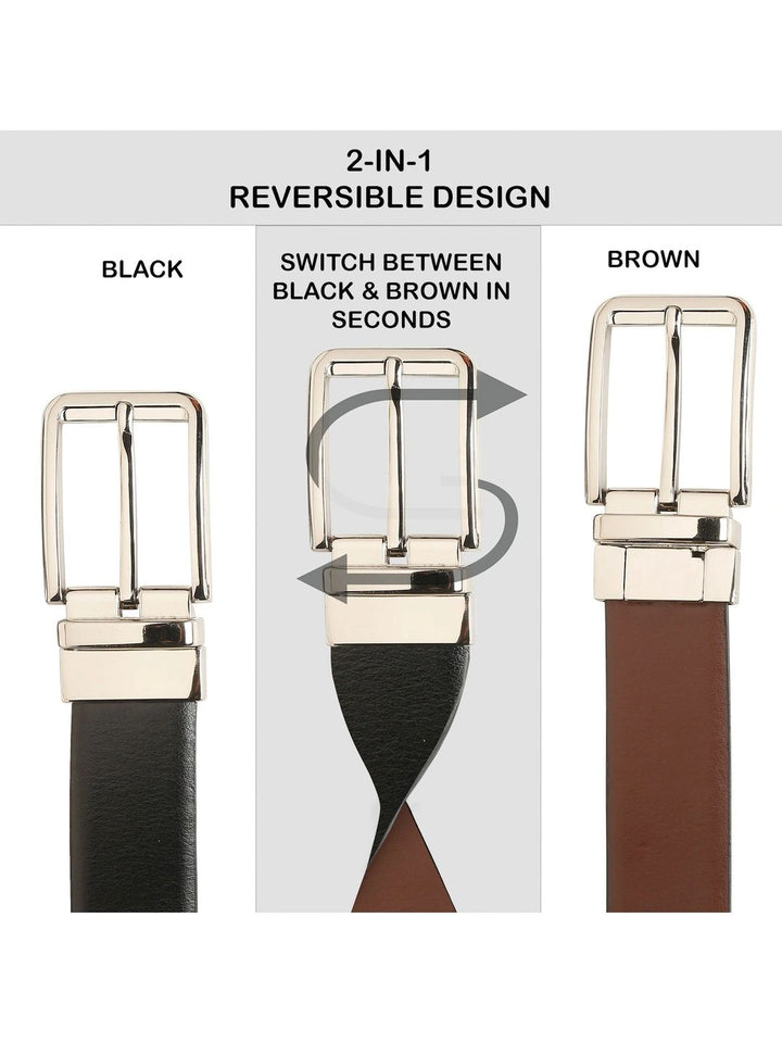 Teakwood Leathers Men Textured Leather Reversible Belt
