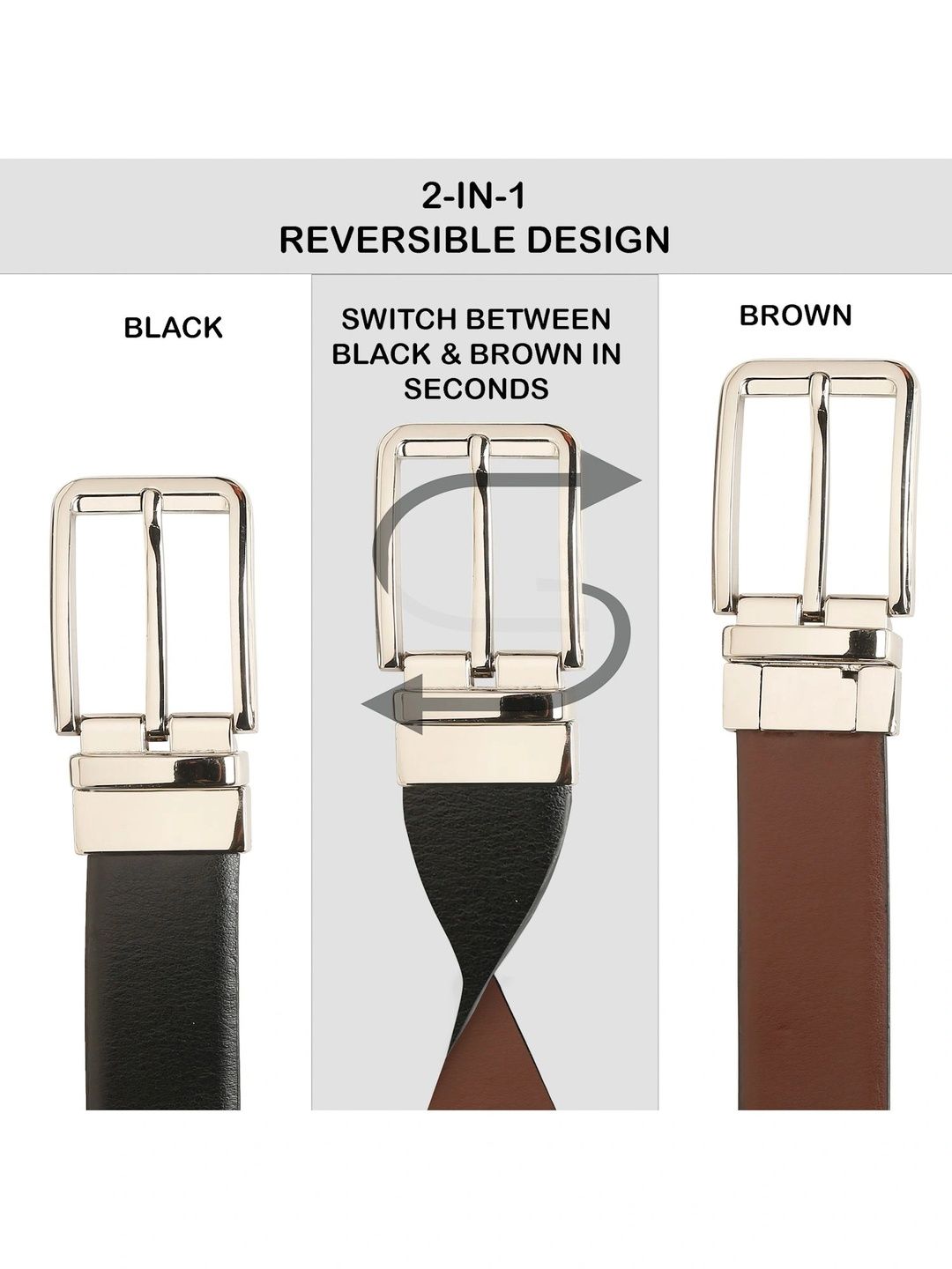 Teakwood Leathers Men Textured Leather Reversible Belt