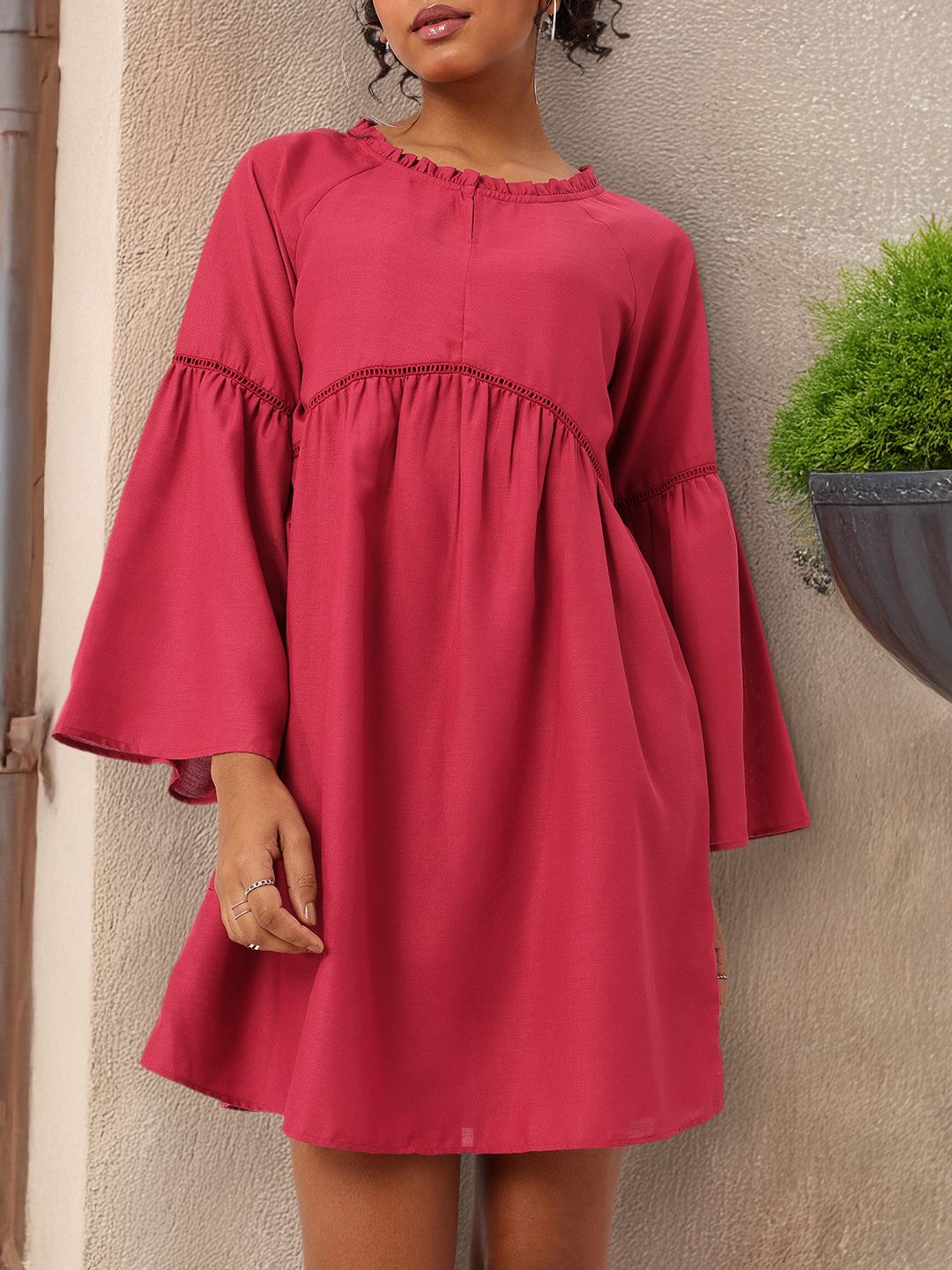 DressBerry Let's Time Travel to Retro Land Flowy Dress with Gathers Detail