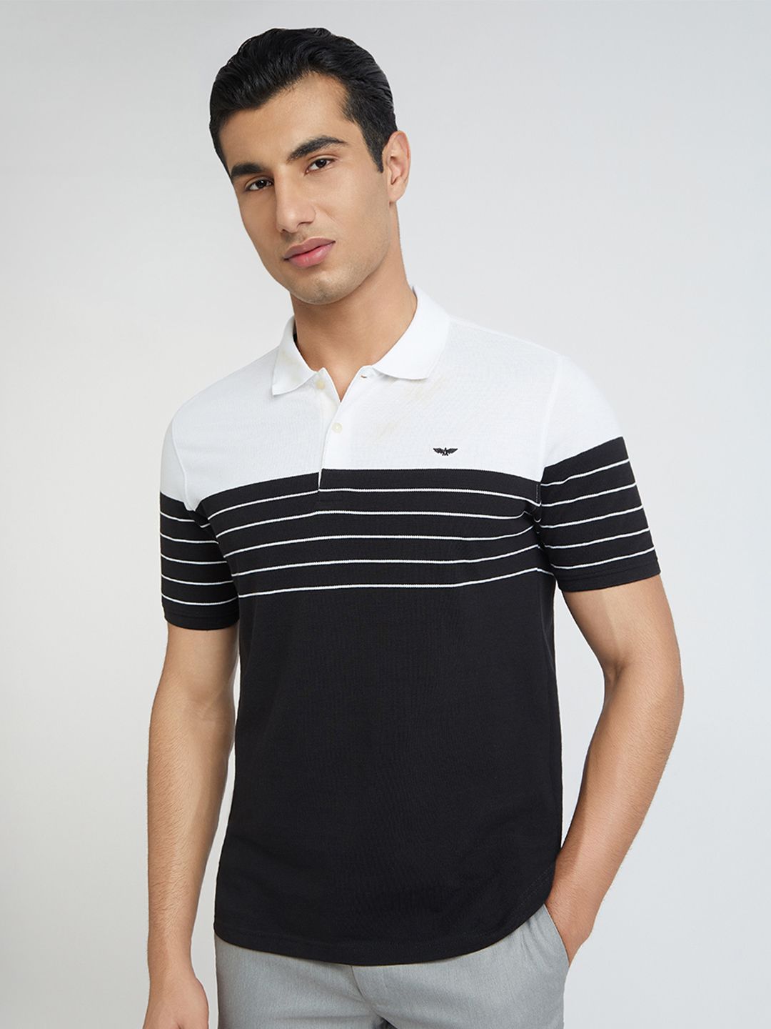 Park Avenue Striped Polo Collar Slim Fit T-shirt