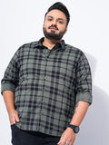 The Indian Garage Co Plus Size Windowpane Checked Cotton Casual Shirt