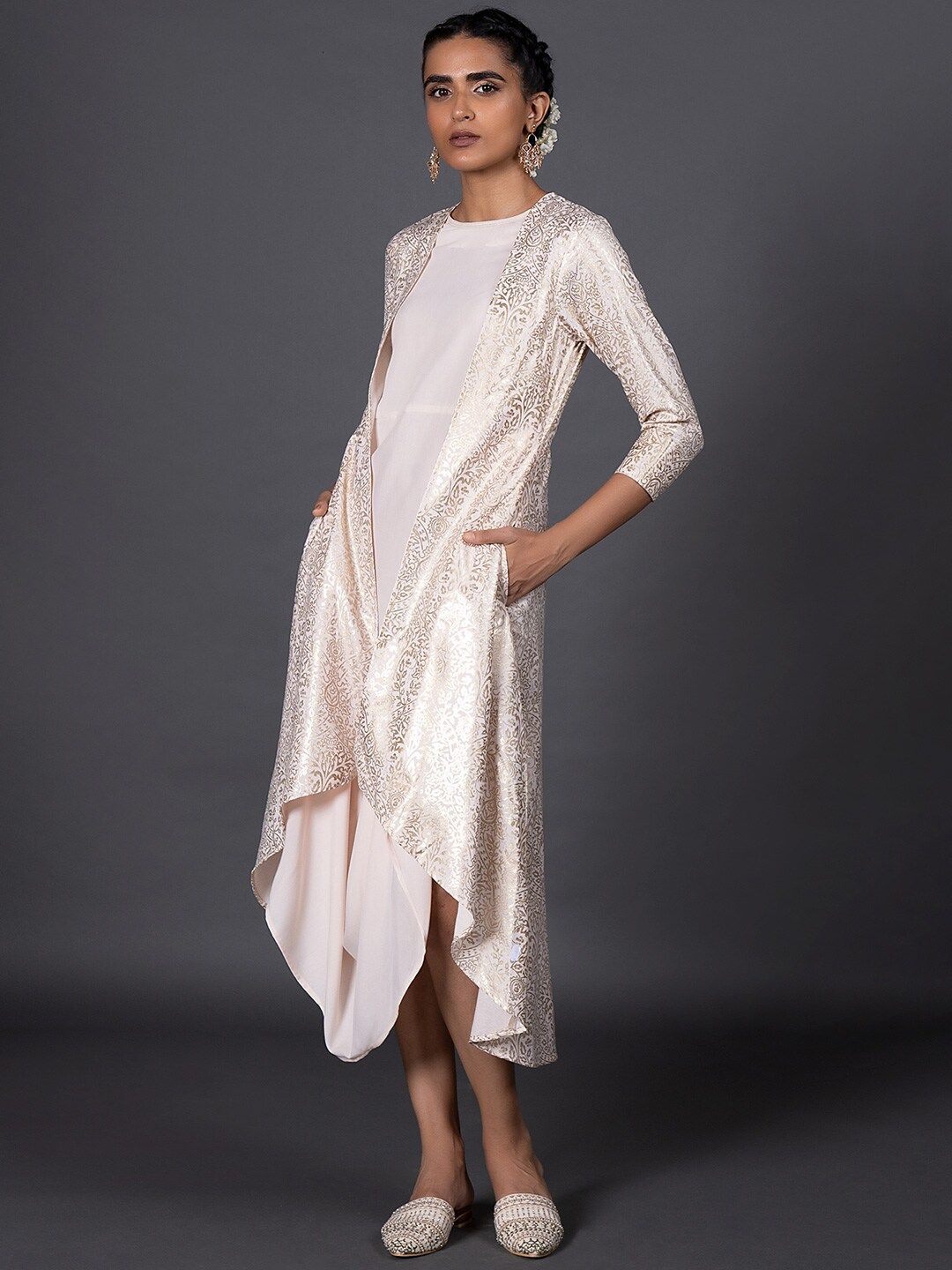 W Pink Ethnic A-Line Midi Dress