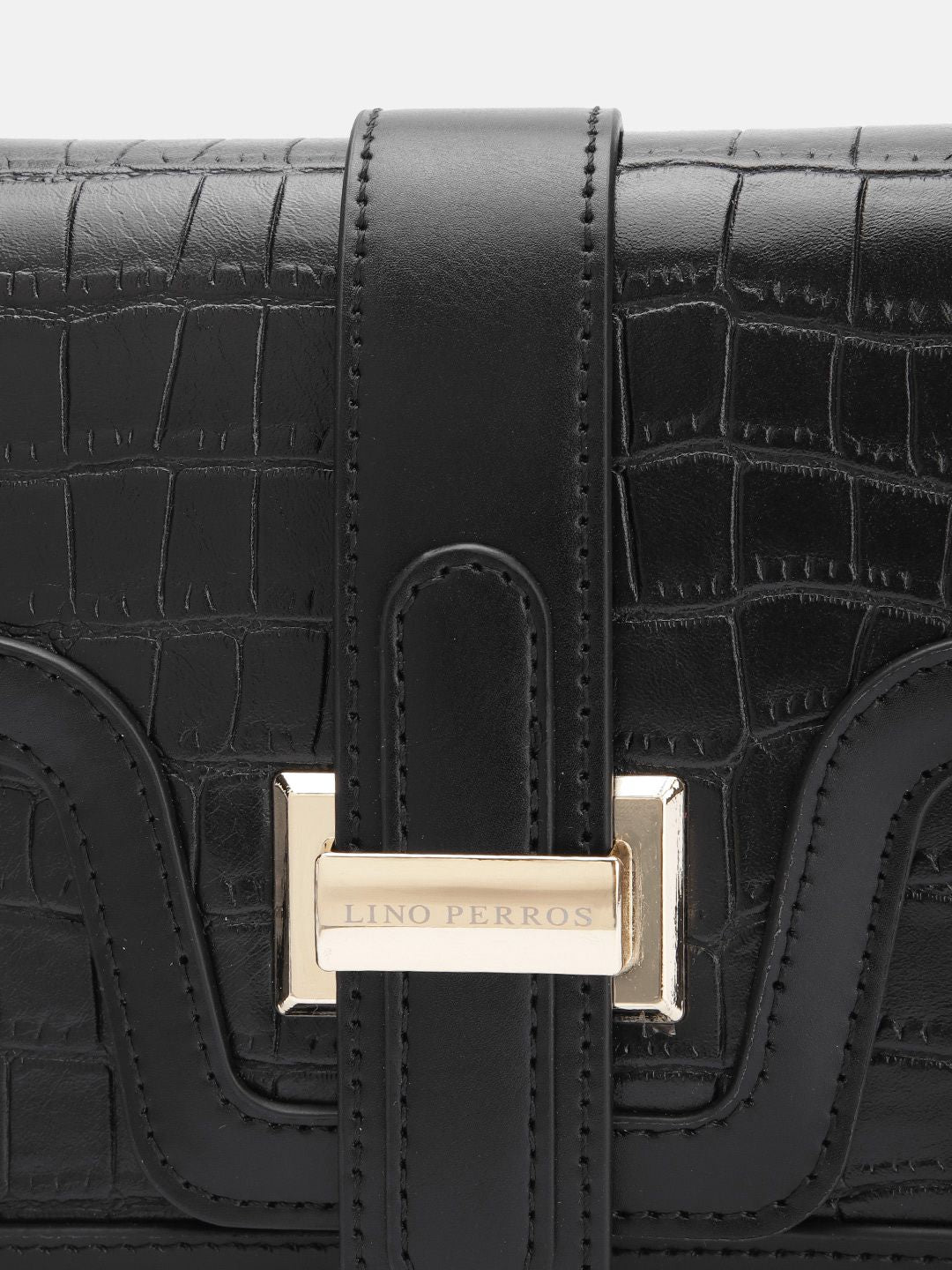 Lino Perros Croc Textured Structured Shoulder Bag