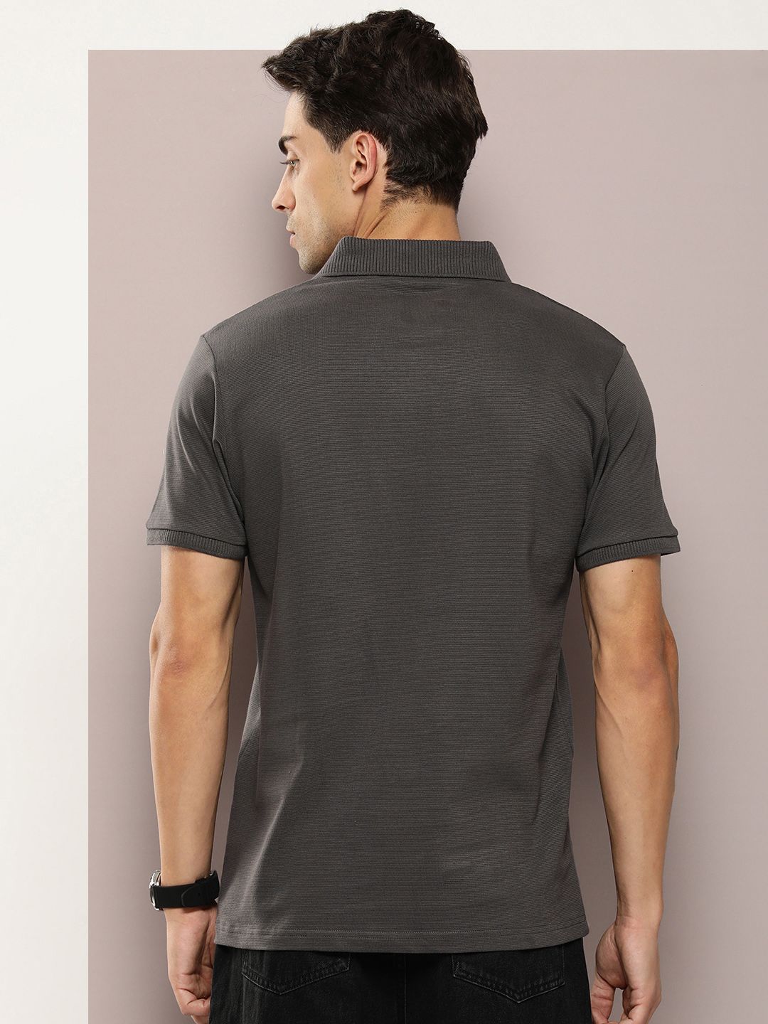 DILLINGER Men Polo Collar Honeycomb Structure T-shirt