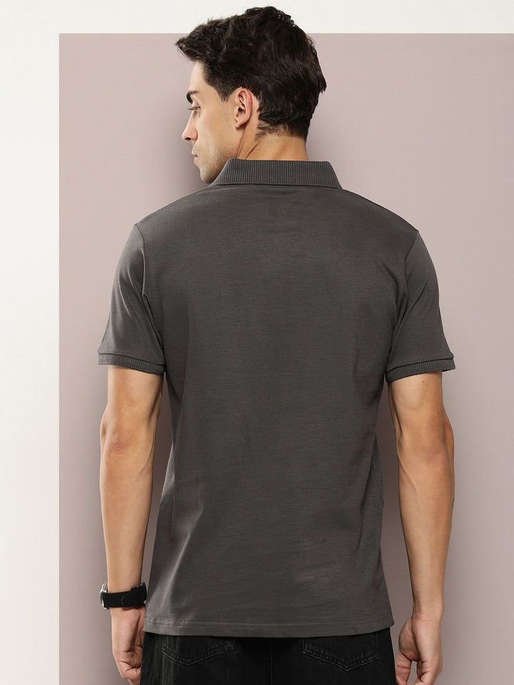 DILLINGER Men Polo Collar Honeycomb Structure T-shirt