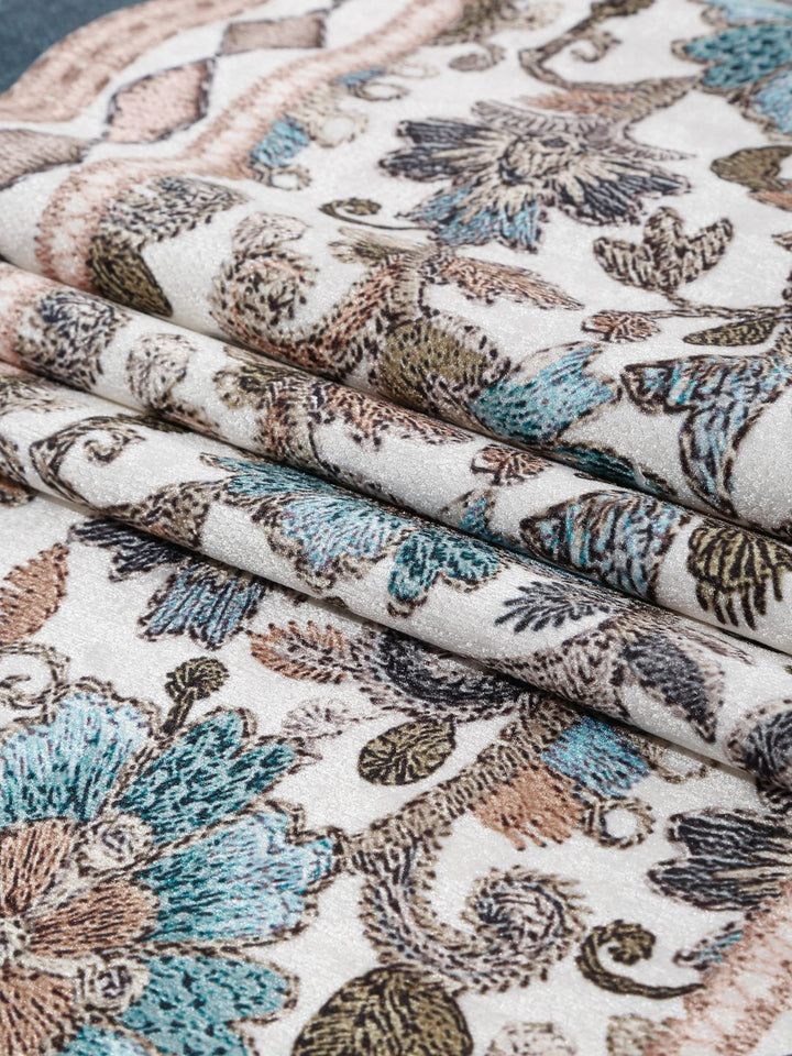 HOSTA HOMES White & Grey Floral Printed Velvet Table Runner