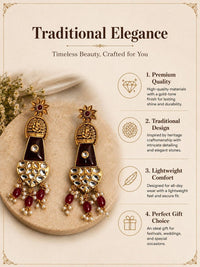 PANASH Gold Plated Cubic Zirconia Studded Contemporary Drop Earrings