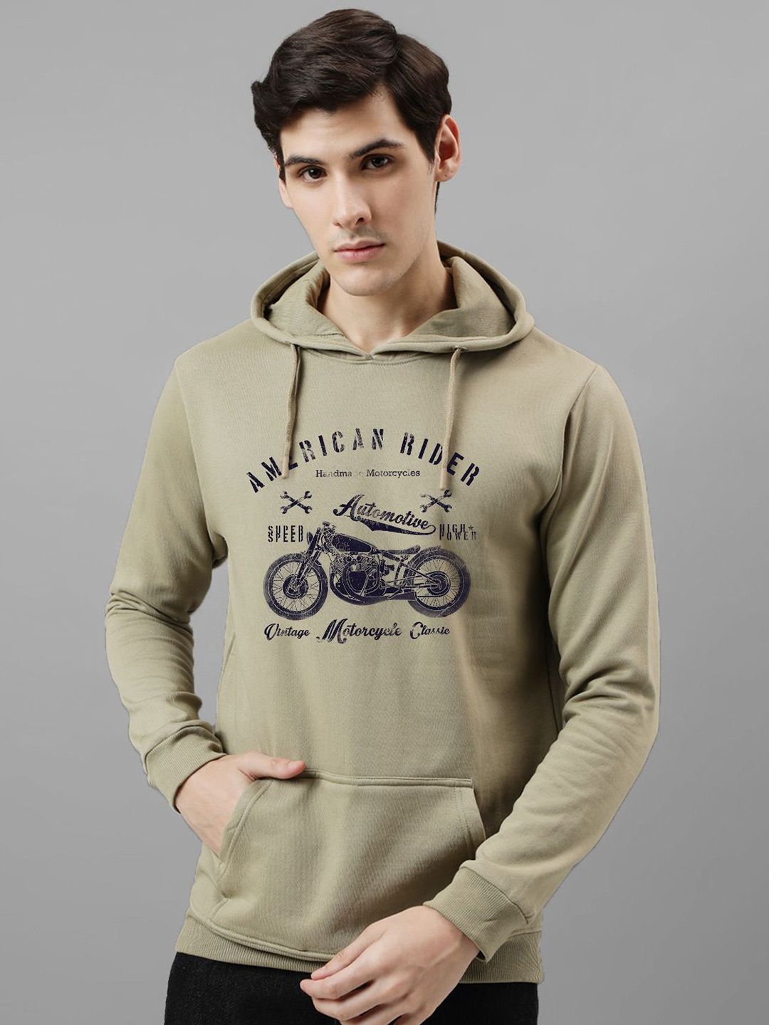 ADRO Men Printed Hooded Pullover Sweatshirt