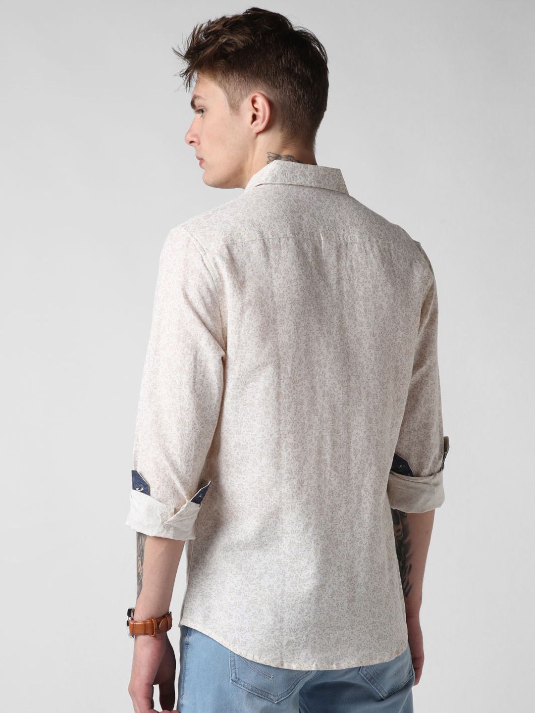 VASTRADO Men Tiny Floral Printed Cotton Shirt