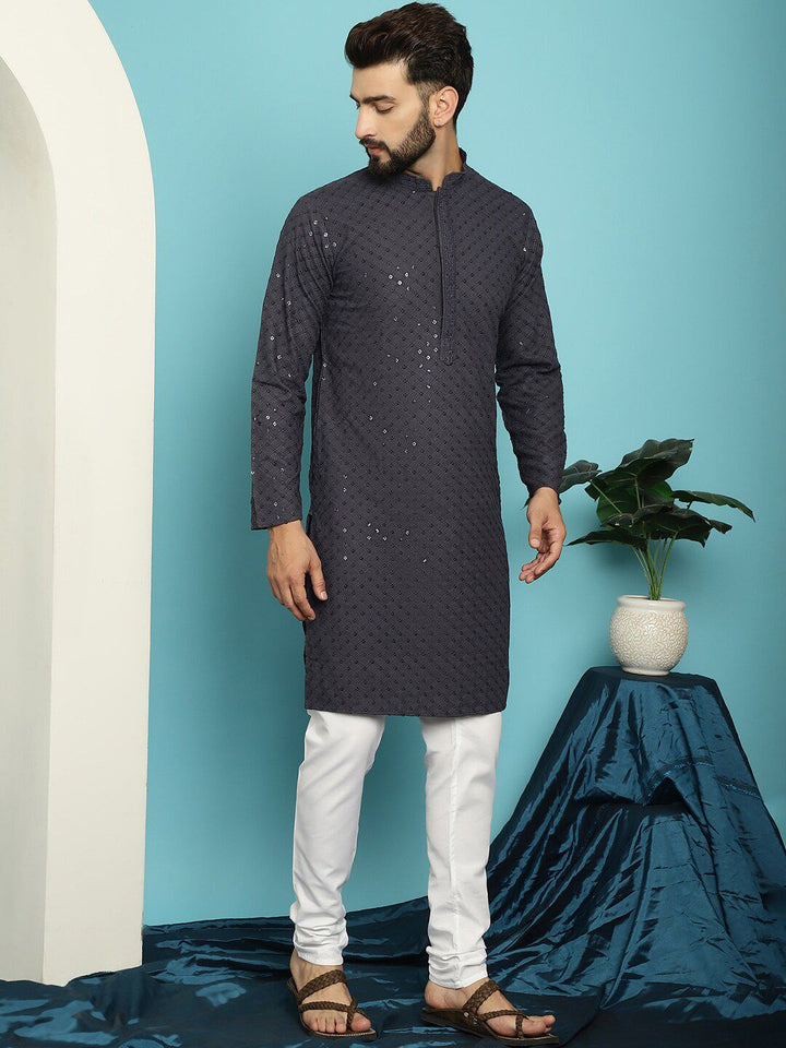 SOJANYA Embroidered Sequinned Pure Cotton Kurta with Pyjama Set