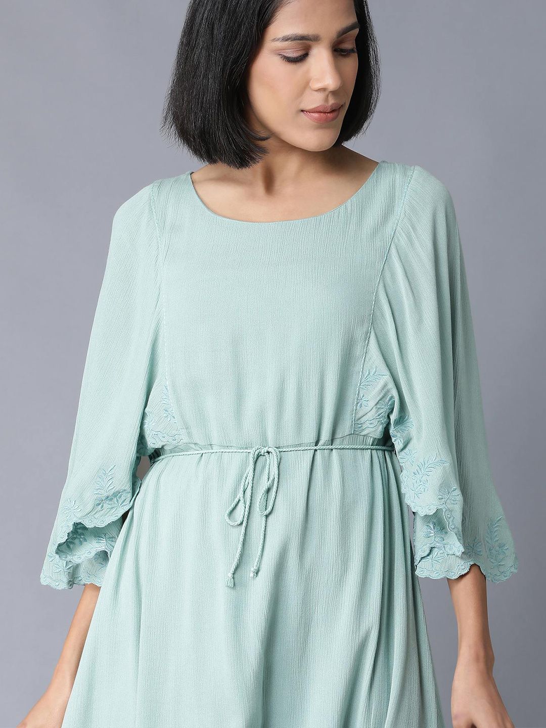 W Teal A-Line Midi Dress