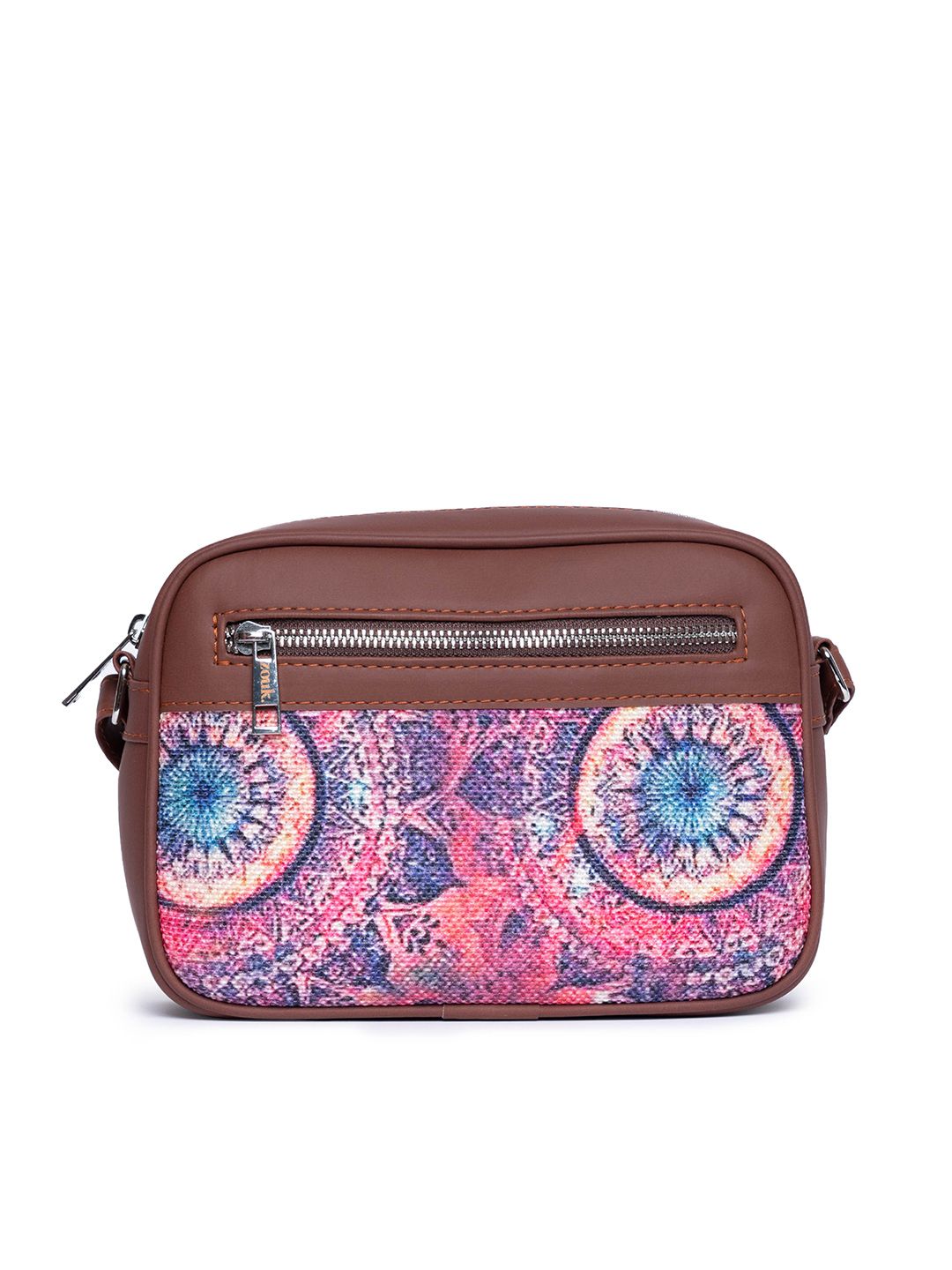 ZOUK Pink & Navy Blue Space Chakra Woven Design Handcrafted Vegan Leather Sustainable Sling Bag