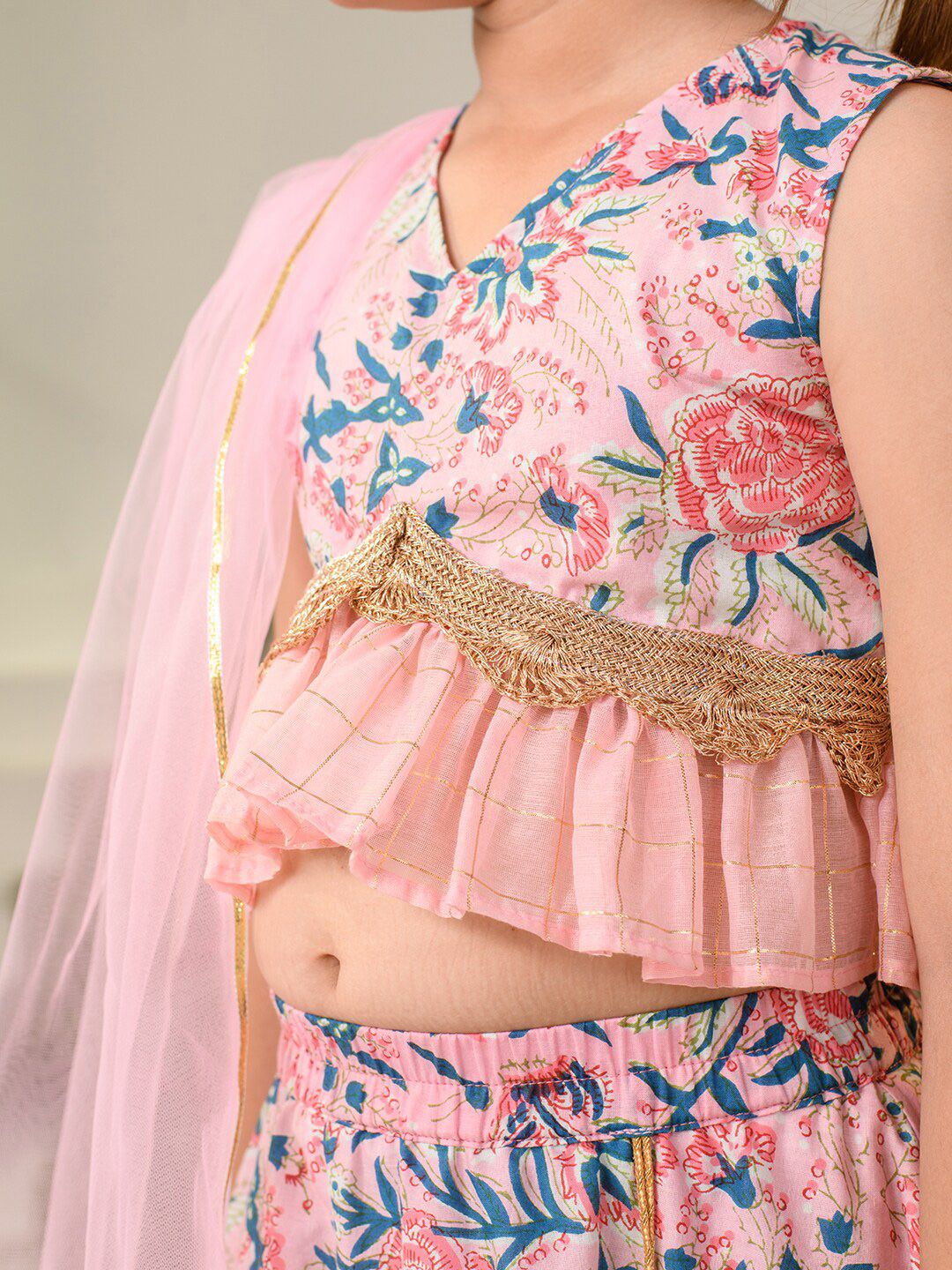 pspeaches Girls Printed Ready to Wear Lehenga & Blouse With Dupatta