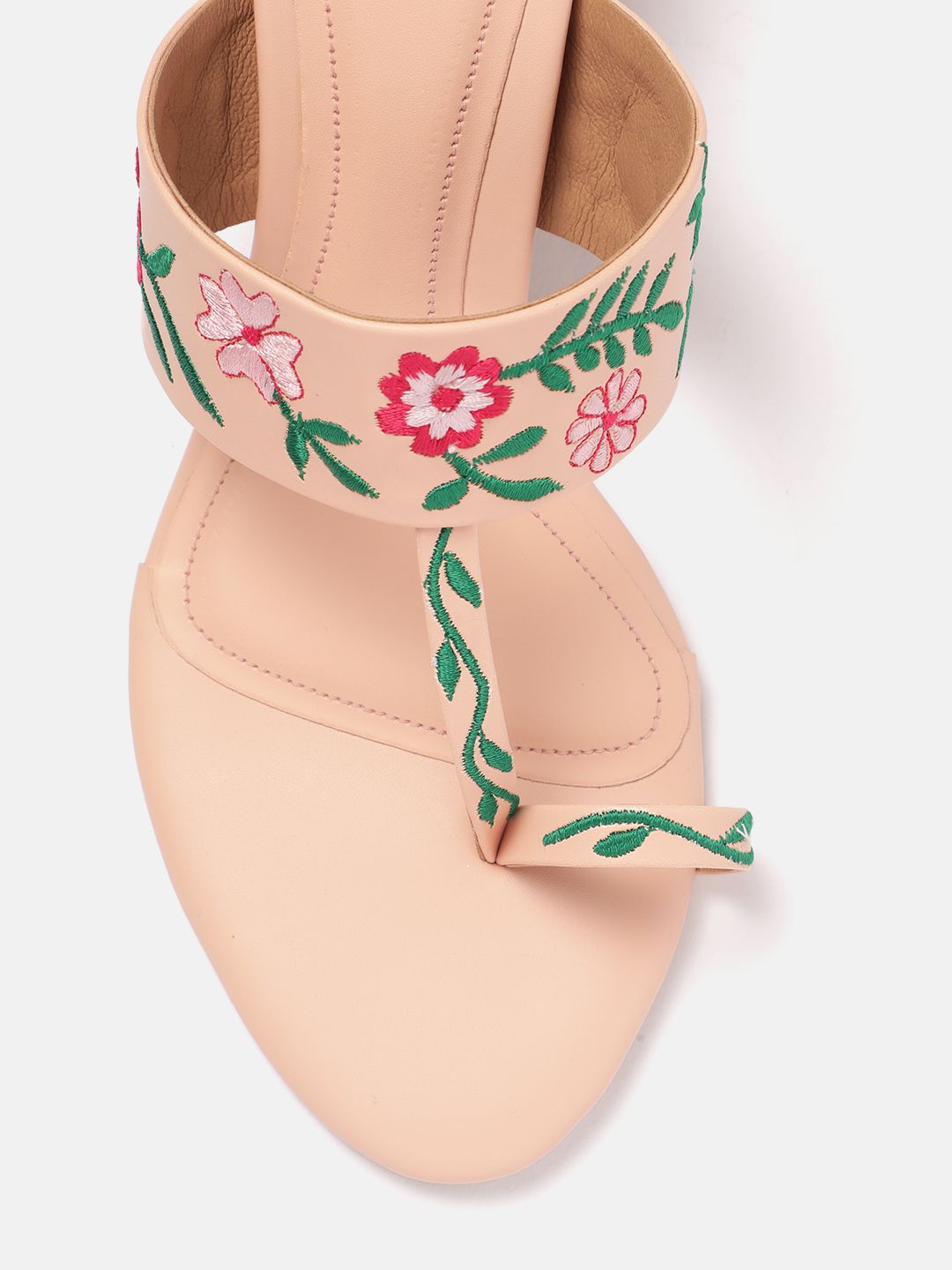 House of Pataudi Floral Embroidered Block Heels