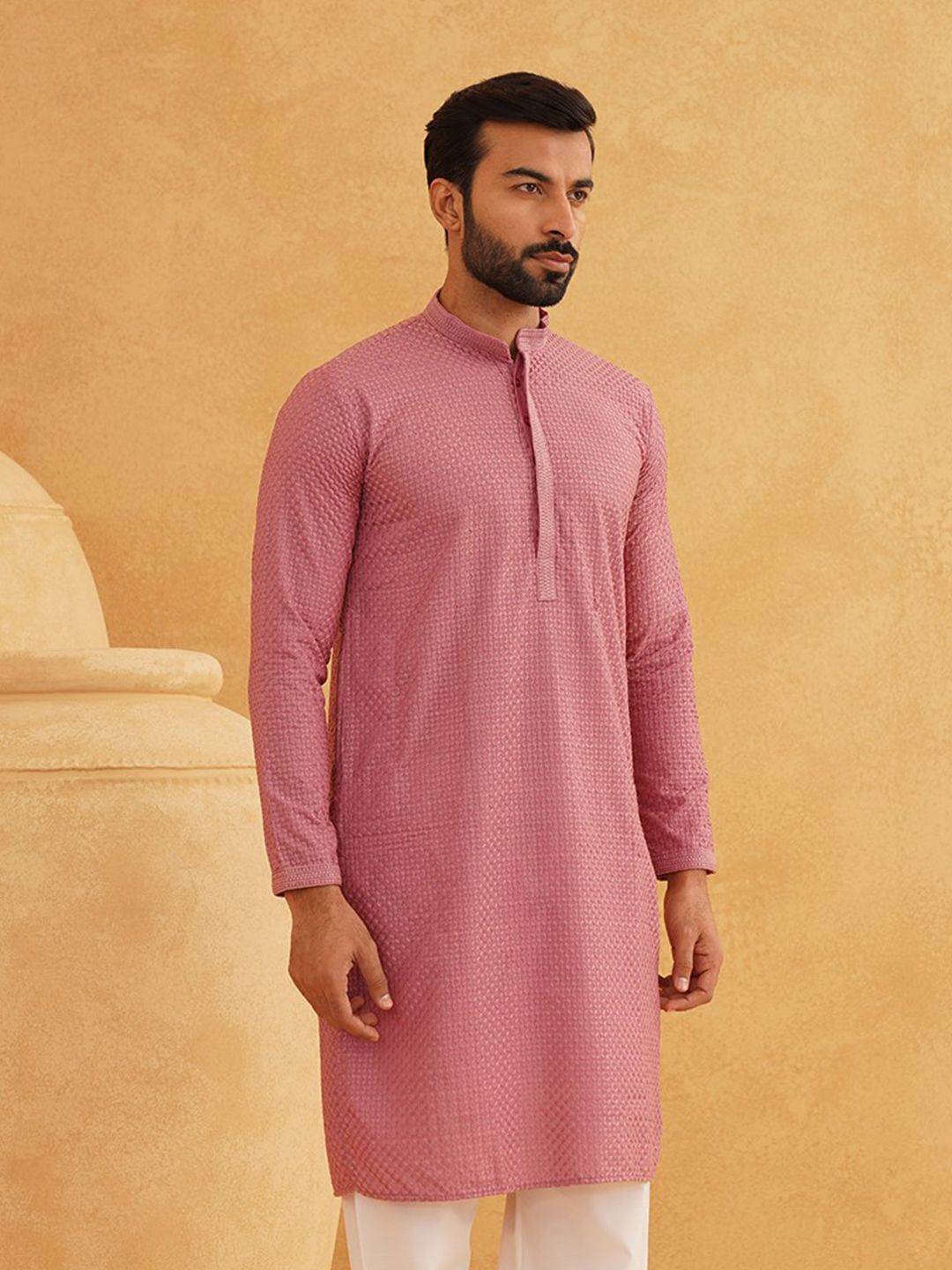 SOJANYA Ethnic Embroidered Straight Pure Cotton Kurta