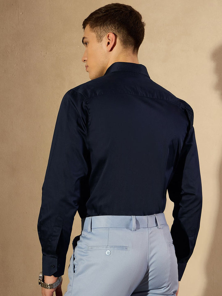 DENNISON Smart Solid Opaque Pure Cotton Satin Shirt