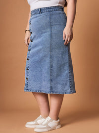 SASSAFRAS Curve Straight Side Button Midi Skirt