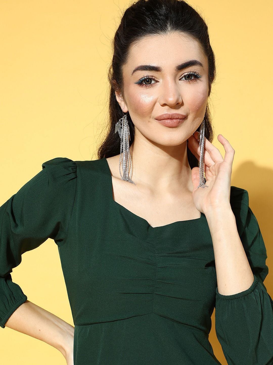 Berrylush Puff Sleeve Layered A-Line Maxi Dress