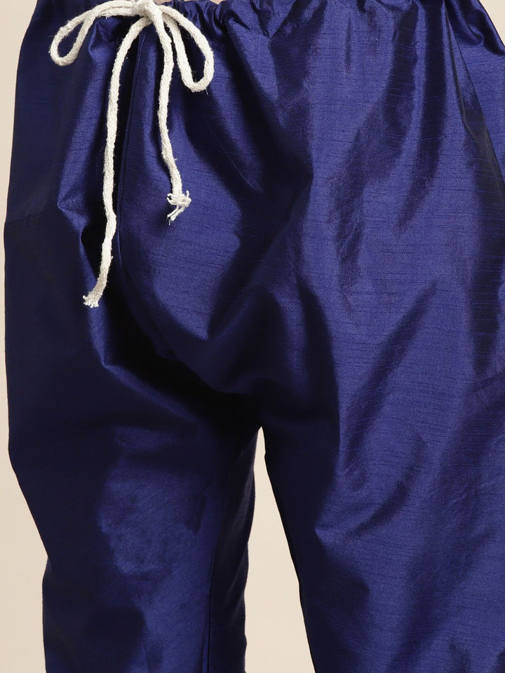 SOJANYA Lelaki Motif Etnik Biru Sulam Kurta Churidar