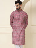 SOJANYA Men Black & Grey Ethnic Motifs Printed Cotton Kurta