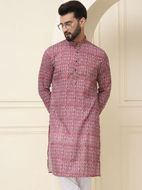 SOJANYA Men Black & Grey Ethnic Motifs Printed Cotton Kurta