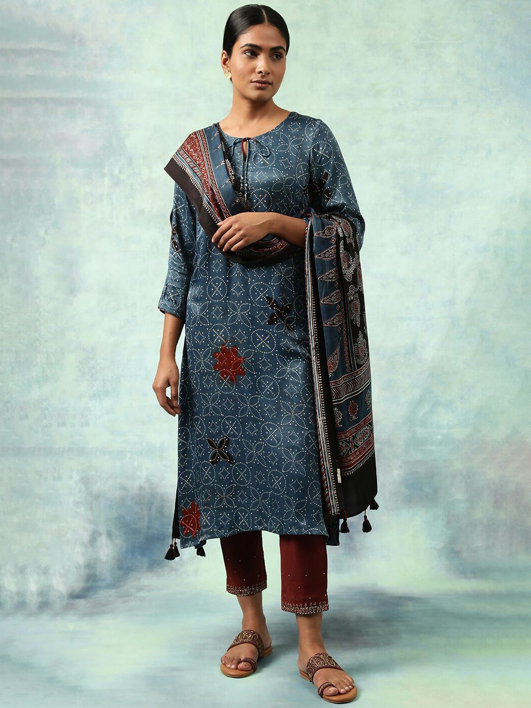 W The Folksong Collection Ethnic Motifs Printed Kurta