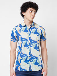 SPYKAR Slim Fit Opaque Printed Cotton Casual Shirt